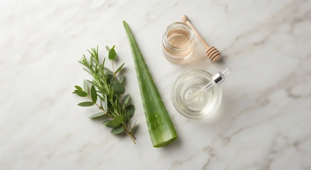 Hair care ingredients for 2C hair including aloe vera and lightweight oils