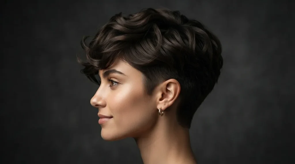 layered textured pixie cut for 2C wavy hair
