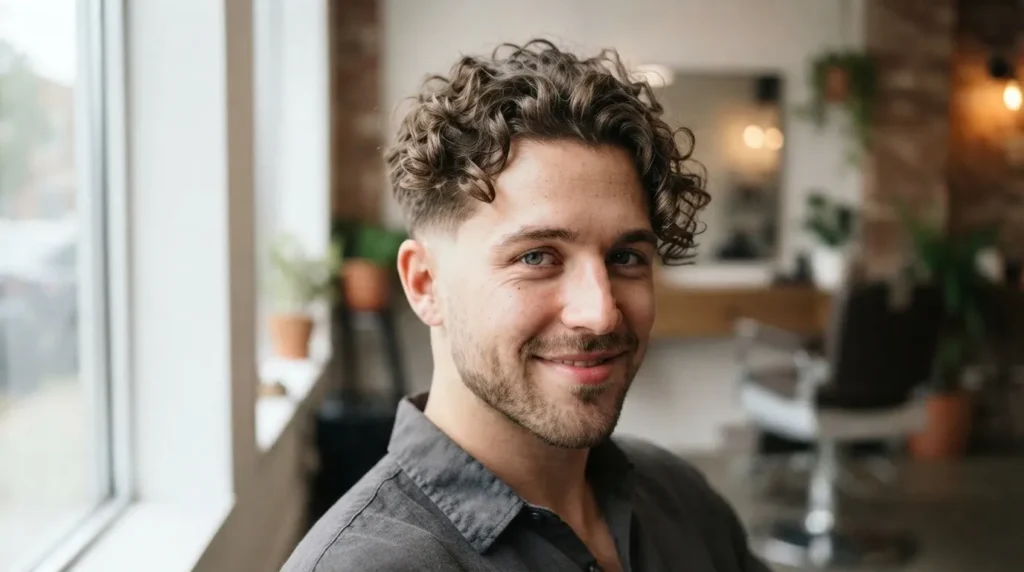2C curly taper fade hairstyle for men