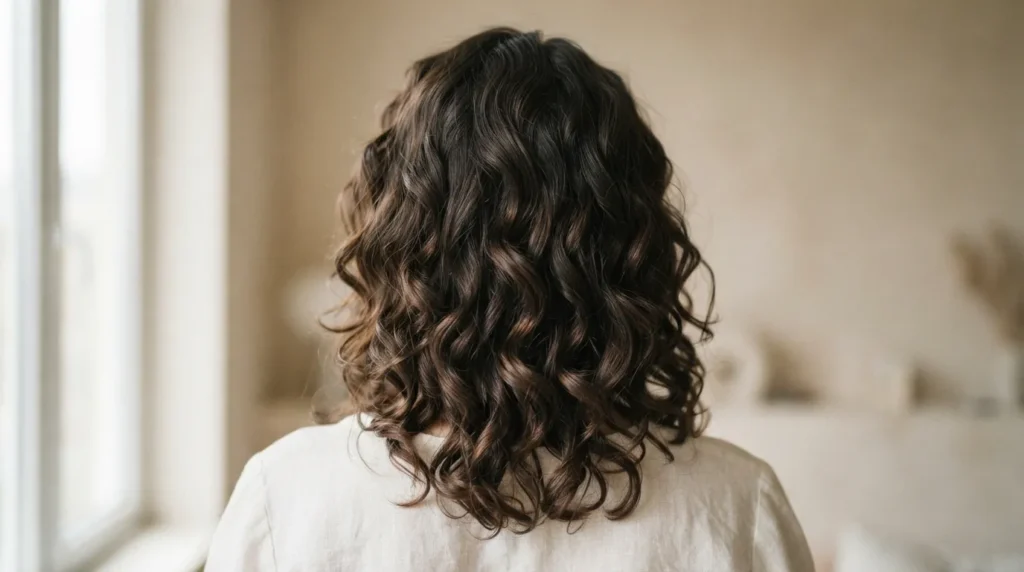2C hair type with defined wavy curls